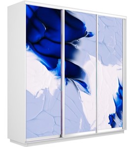 Шкаф 3-створчатый Экспресс 2100х600х2200, Абстракция бело-голубая/белый снег в Тюмени