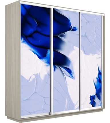 Шкаф 3-х створчатый Экспресс 2100х600х2200, Абстракция бело-голубая/шимо светлый в Заводоуковске - изображение