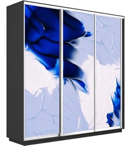 Шкаф 3-х створчатый Экспресс 2400х450х2200, Абстракция бело-голубая/серый диамант в Тюмени