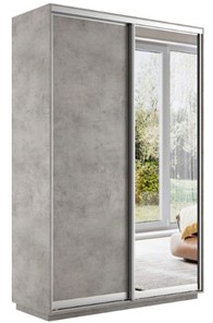 Шкаф 2-дверный Экспресс (ДСП/Зеркало) 1600х450х2200, бетон в Заводоуковске - предосмотр