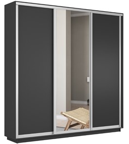 Шкаф 3-х дверный Экспресс (ДСП/Зеркало/ДСП), 1800х450х2200, серый диамант в Заводоуковске