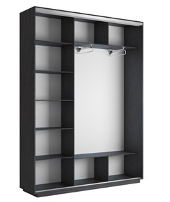 Шкаф 3-дверный Экспресс (Зеркало/ДСП/Зеркало), 2400х450х2400, венге в Тюмени - предосмотр 1