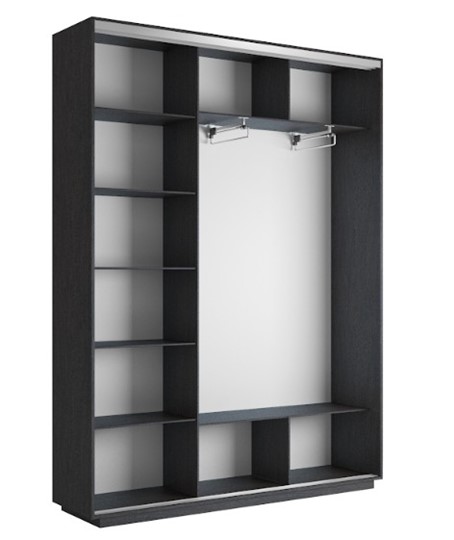 Шкаф 3-дверный Экспресс (Зеркало/ДСП/Зеркало), 2400х450х2400, венге в Тюмени - изображение 1