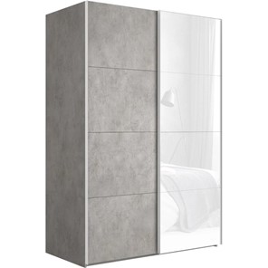 Шкаф 2-х дверный Эста (ДСП/Стекло белое) 1600x660x2200, бетон в Тюмени