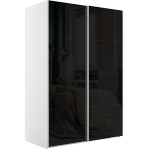 Шкаф 2-дверный Эста (Стекло черное/Стекло черное) 1600x660x2200, белый снег в Тюмени