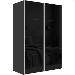 Шкаф 2-дверный Эста (Стекло черное/Стекло черное) 1600x660x2200, серый диамант в Тюмени