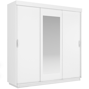 Шкаф 3-дверный Лайт (2 ДСП/Зеркало) 1800х595х2120, Белый Снег в Тюмени