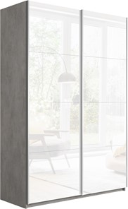 Шкаф Прайм (Белое стекло/Белое стекло) 1200x570x2300, бетон в Тюмени - предосмотр