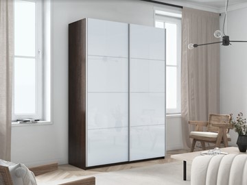 Шкаф 2-х дверный Прайм (Белое стекло/Белое стекло) 1400x570x2300, венге в Тюмени - предосмотр 4