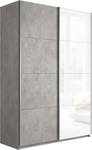 Шкаф 2-створчатый Прайм (ДСП/Белое стекло) 1400x570x2300, бетон в Тюмени