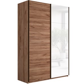 Шкаф 2-х дверный Прайм (ДСП/Белое стекло) 1600x570x2300, Крафт табачный в Заводоуковске - предосмотр