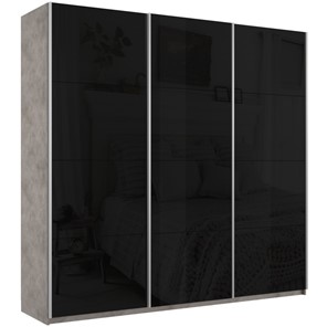 Шкаф Широкий Прайм (Черное стекло) 2400x570x2300, Бетон в Тюмени
