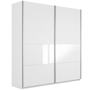 Шкаф 2-дверный Широкий Прайм (ДСП / Белое стекло) 2200x570x2300, Белый снег в Заводоуковске