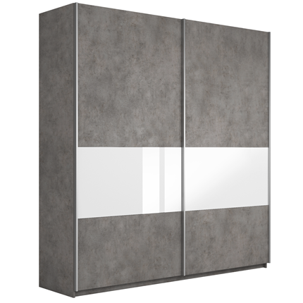 Шкаф Широкий Прайм (ДСП / Белое стекло) 2200x570x2300, Бетон в Тюмени - изображение