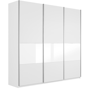 Шкаф 3-створчатый Широкий Прайм (ДСП / Белое стекло) 2400x570x2300, Белый снег в Заводоуковске