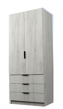 Шкаф двухдверный ЭШ2-РС-23-8-3я, Дуб Крафт белый 190х80х52 в Заводоуковске - изображение