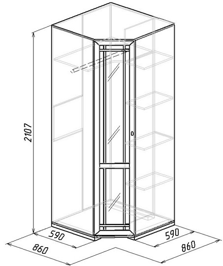 Шкаф угловой sherlock с зеркалом