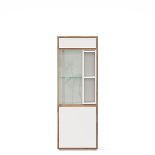 Шкаф-витрина в гостиную малый Лайн Белый ЛД 693.020 в Тюмени - изображение 1