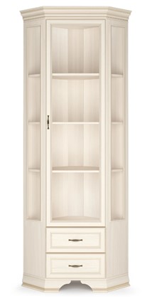 Угловой шкаф-витрина Сиена, Бодега белый / патина золото в Заводоуковске - изображение