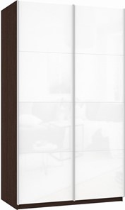 Шкаф 2-х дверный Прайм (Белое стекло/Белое стекло) 1400x570x2300, венге в Тюмени