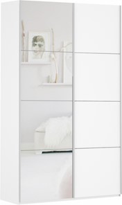 Шкаф 2-створчатый Прайм (ДСП/Зеркало) 1200x570x2300, белый снег в Заводоуковске