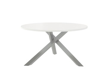 Круглый столик Триада-15Д, Металлик/Белый в Тюмени