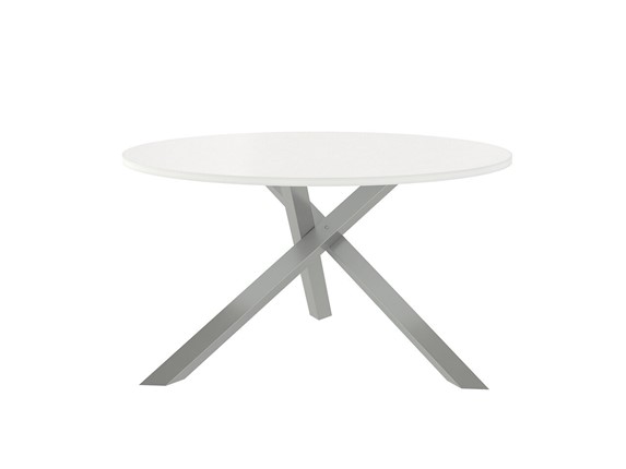 Круглый столик Триада-15Д, Металлик/Белый в Заводоуковске - изображение