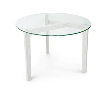 Стеклянный столик Оникс-7, Выбеленный дуб/Прозрачное стекло в Тюмени