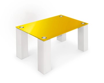 Журнальный столик КРОНИД Колизей-8, белый/желтое стекло в Тюмени