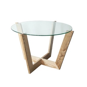 Круглый столик КРОНИД Оникс-10, Натуральный массив/Прозрачное стекло в Заводоуковске