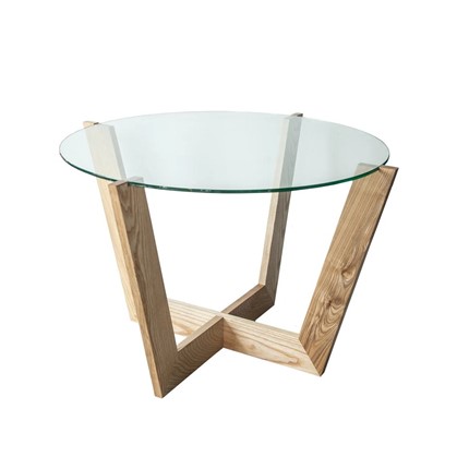 Круглый столик Оникс-10, Натуральный массив/Прозрачное стекло в Ишиме - изображение