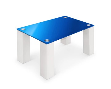 Журнальный столик Колизей-8, белый/синее стекло в Ишиме
