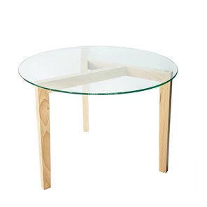 Стеклянный столик Оникс-7, Натуральный массив/Прозрачное стекло в Заводоуковске