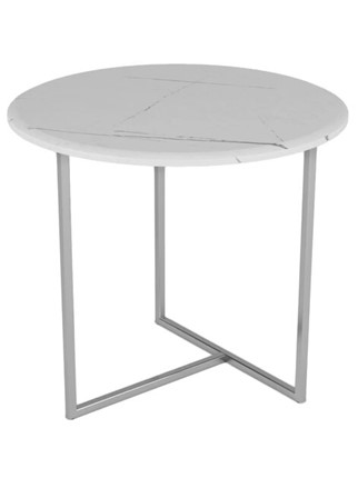 Круглый столик Альбано (белый мрамор-хром) в Заводоуковске - изображение
