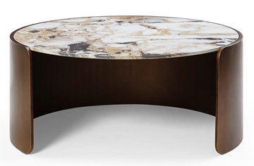 Круглый стол CT3095CL (D90) белая керамика /бронзовый в Тюмени - предосмотр