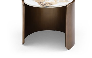 Столик круглый ET3095CI (D40) белая керамика /бронзовый в Тюмени - предосмотр 2