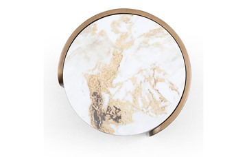 Столик круглый ET3095CI (D40) белая керамика /бронзовый в Тюмени - предосмотр 3