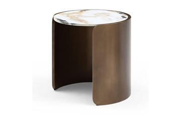 Журнальный круглый стол ET3095CI (D45) белая керамика /бронзовый в Заводоуковске - предосмотр 1