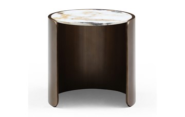 Журнальный круглый стол ET3095CI (D45) белая керамика /бронзовый в Тюмени - предосмотр