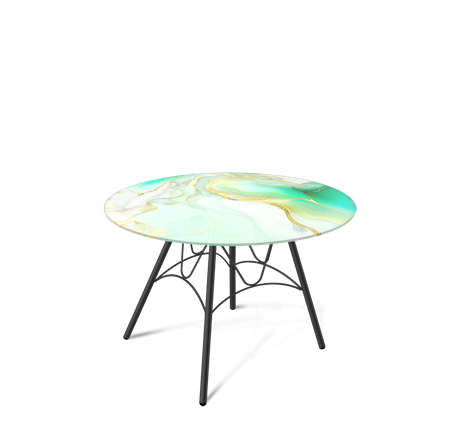 Стол круглый SHT-S100 / SHT-TT32 60 стекло/МДФ (лазурно голубой/черный муар) в Тюмени - изображение
