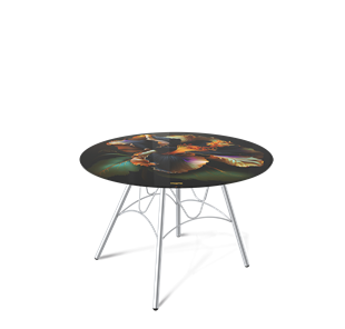 Круглый столик SHT-S100 / SHT-TT32 60 стекло/МДФ (ночной цветок/хром лак) в Тюмени - предосмотр