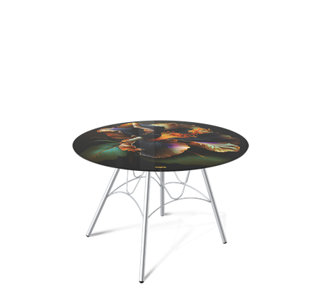Круглый столик SHT-S100 / SHT-TT32 60 стекло/МДФ (ночной цветок/хром лак) в Тюмени - изображение