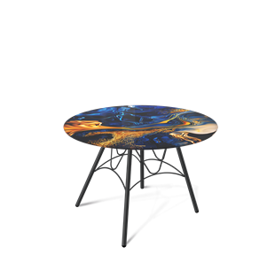 Круглый столик SHT-S100 / SHT-TT32 60 стекло/МДФ (синий сапфир/черный муар) в Тюмени