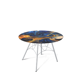 Круглый столик SHT-S100 / SHT-TT32 60 стекло/МДФ (синий сапфир/хром лак) в Тюмени