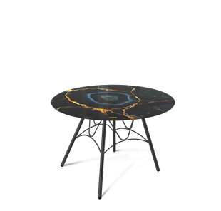 Круглый столик SHT-S100 / SHT-TT32 60 стекло/МДФ (титановый кварц/черный муар) в Тюмени