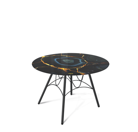 Круглый столик SHT-S100 / SHT-TT32 60 стекло/МДФ (титановый кварц/черный муар) в Заводоуковске - изображение