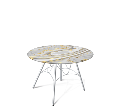 Круглый столик SHT-S100 / SHT-TT32 60 стекло/МДФ (золотистый пепел/хром лак) в Тюмени - изображение