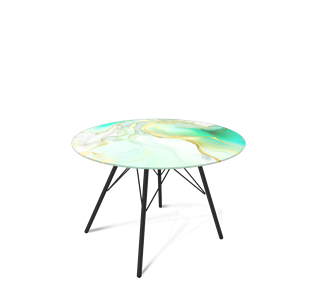 Круглый столик SHT-S37 / SHT-TT32 60 стекло/МДФ (лазурно голубой/черный муар) в Тюмени - предосмотр
