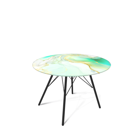 Круглый столик SHT-S37 / SHT-TT32 60 стекло/МДФ (лазурно голубой/черный муар) в Заводоуковске - изображение