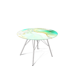 Круглый столик SHT-S37 / SHT-TT32 60 стекло/МДФ (лазурно голубой/хром лак) в Тюмени